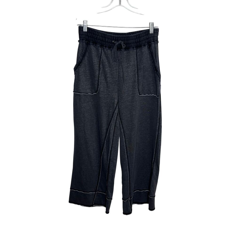 Daily Practice Anthropologie Wide Leg Lounge Pants Charcoal Drawstring XS - Picture 4 of 10